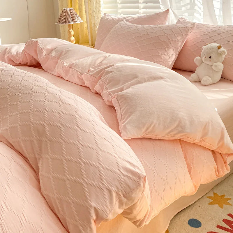 DecorBites™ Fresh Bubble Yarn Fabric Bedding Set - Soft, Breathable Duvet Cover with Sheet