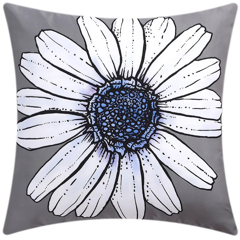 DecorBites™ Blue Floral Cushion Cover 45x45cm for Modern Home Decor & Office Sofa