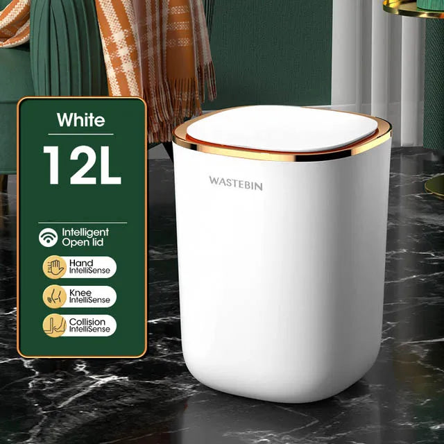 DecorBites™ 12L Smart Sensor Luxury Trash Can for Kitchen and Bathroom