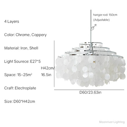 DecorBites™ Aeolian Bells Shell Chandelier for Mediterranean Living Room, Shop, Bar, and Restaurant