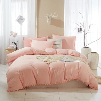 DecorBites™ Furball Tassel Duvet Cover Set - Luxury Bedding - King Queen Twin Full Sizes