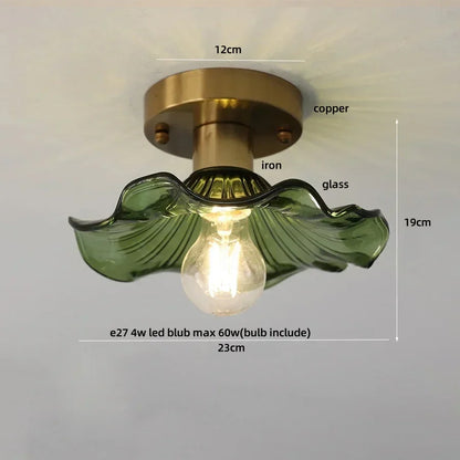 DecorBites™ Blue Flower Glass LED Ceiling Light | Nordic Modern Flush Mount Lamp