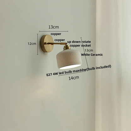 DecorBites™ Ceramic LED Wall Sconce Up Down Rotate Pull Chain Mirror Light