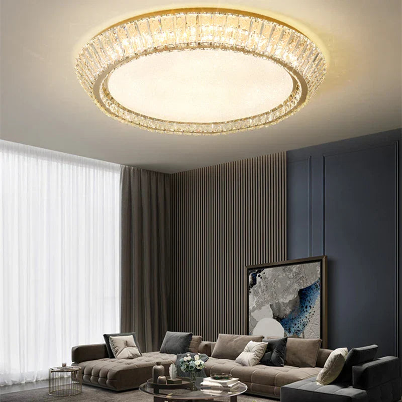™ Gold Crystal Ceiling Light: Nordic Modern Round Lighting Fixture for Bedroom and Restaurant