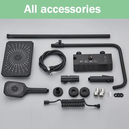 DecorBites™ Black Smart Digital Rainfall Shower System with Grey Mixer Tap