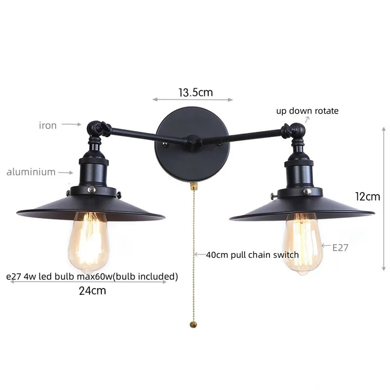 DecorBites™ Dual Head Pink LED Wall Light for Bedroom Decor & Hotel Industrial Style