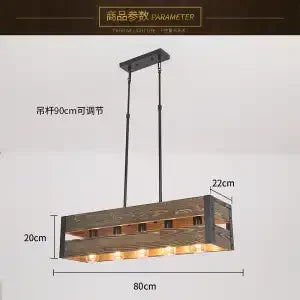 DecorBites™ 6-Head Industrial Style Pendant Lamp - Retro Solid Wood Iron Table Light
