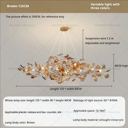 DecorBites™ Gingko Leaf Chandelier: Modern Luxury Art Decor for Home, Restaurant & Bar