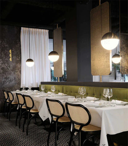 DecorBites™ Glass Ball Pendant Lights: Black 15/20cm LED Hanging Lamps for Kitchen Living Room