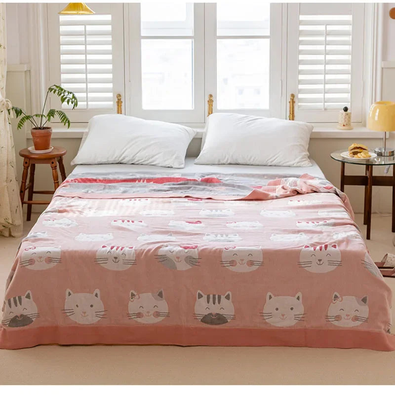 DecorBites™ Cotton Gauze Boho Throw Blanket - Cozy Bedspread & Sofa Cover