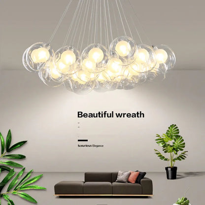 DecorBites™ Glass Ball Bubble Chandelier: Nordic Modern Pendant Light for Living Room, Bedroom, Dining Table