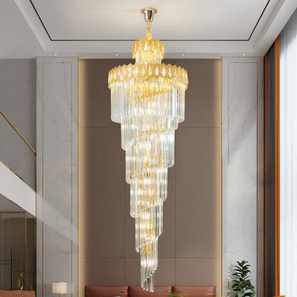 DecorBites™ Crystal Stair Long Chandelier - Simple Modern Design for Duplex Villa Living Room
