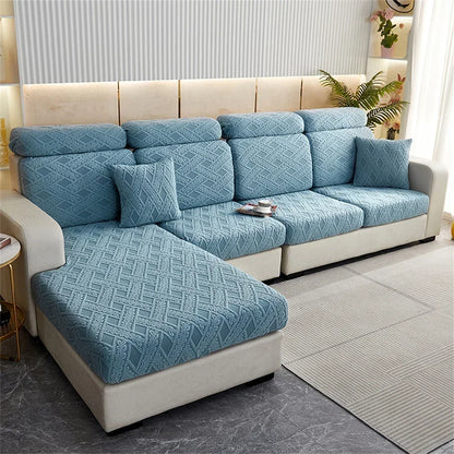 DecorBites™ Jacquard Velvet Sofa Seat Covers: Luxury Polar Fleece Stretch Protector