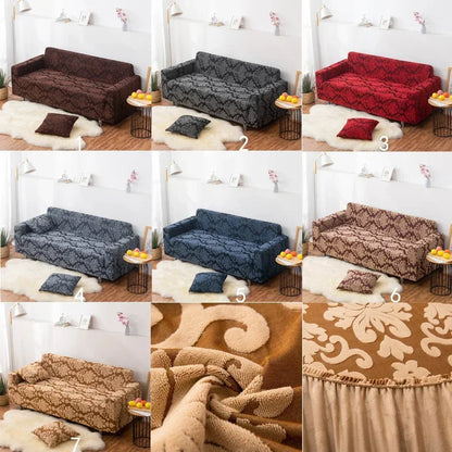 DecorBites™ 3D Solid Embossed Thick Sofa Cover Slipcovers - Spandex Stretch Couch Case