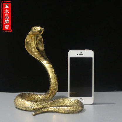 DecorBites™ Copper Cobra Zodiac Snake Feng Shui Decoration Craft