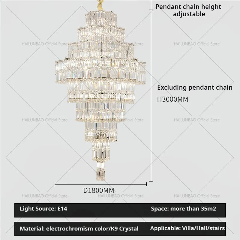 DecorBites™ Crystal Chandelier for Living Room in European Duplex Villa with Post-Modern Hall Luxury