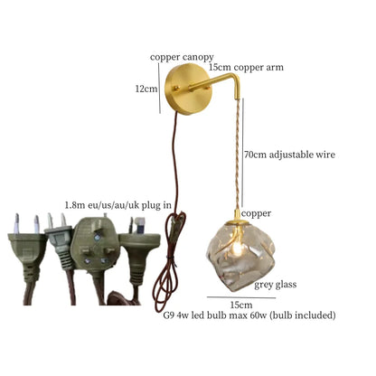 DecorBites™ Grey Glass LED Wall Lamp for Home Decor and Lighting