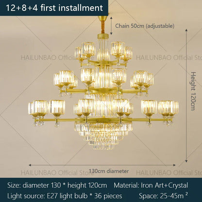 DecorBites™ Crystal Chandelier: Elegant Retro Lighting for Living Room, Bedroom, and Dining Area