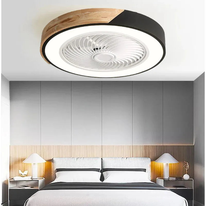DecorBites™ 52CM DC Motor Ceiling Fan Light 6 Speeds 36W Wood Fans Lamp