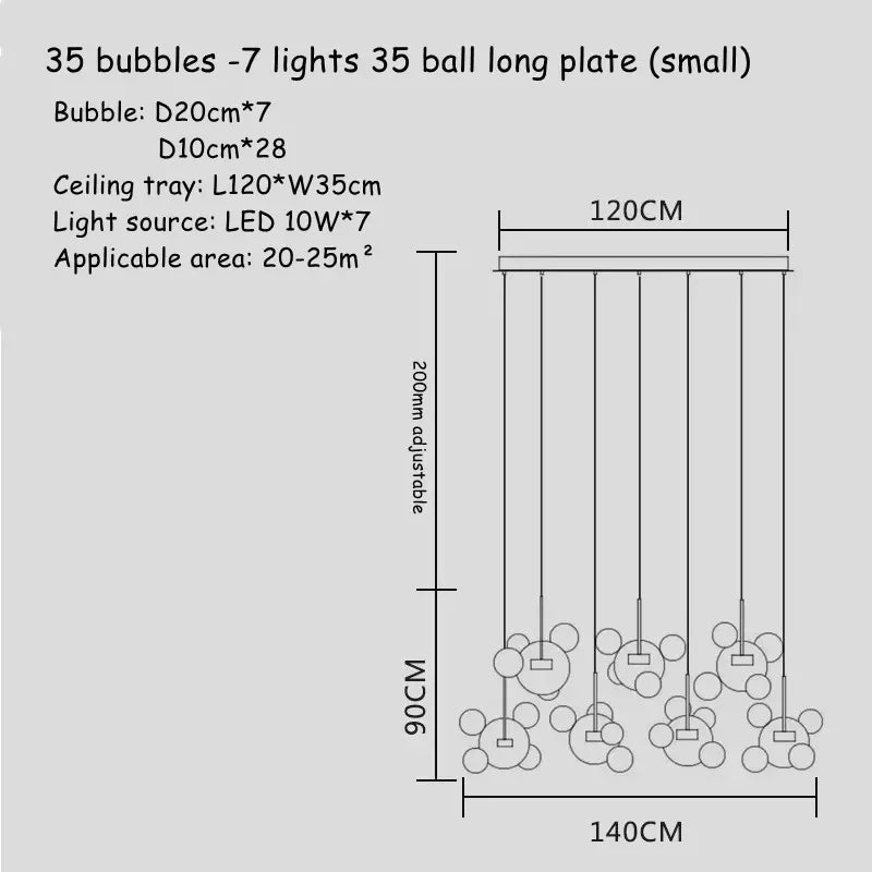DecorBites™ Art Deco Glass Bubble Chandelier: Customized for Living Room, Dining Room, Bar