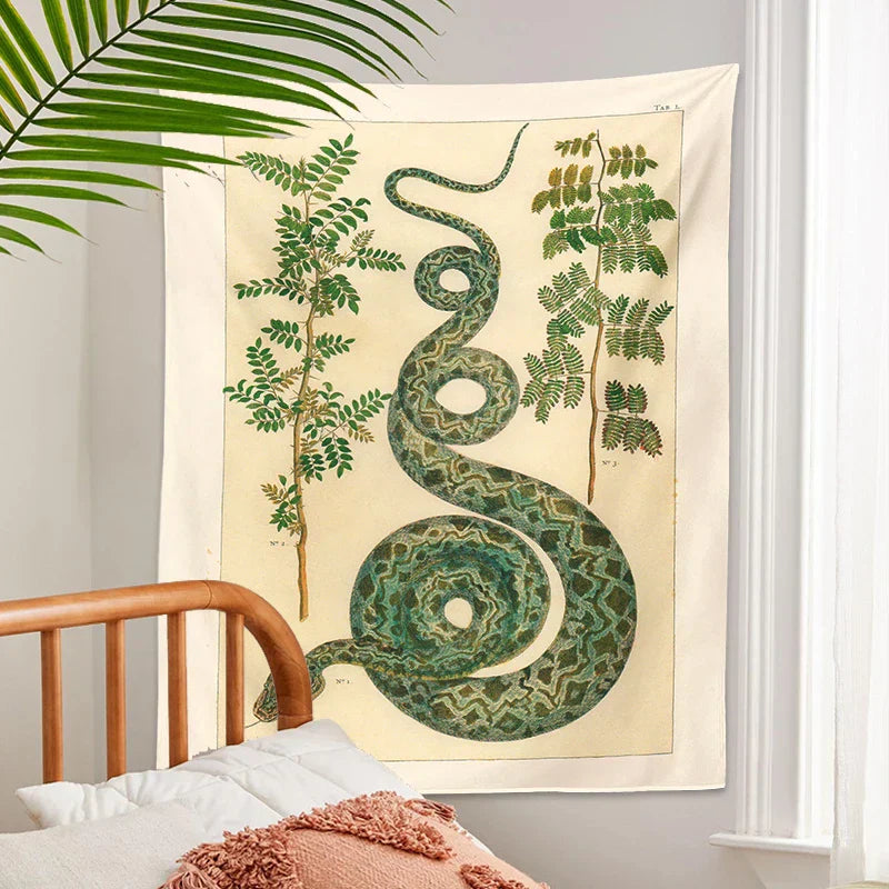 DecorBites™ Celestial Snake Tapestry Wall Hanging - Hippie Botanical Dorm Decor