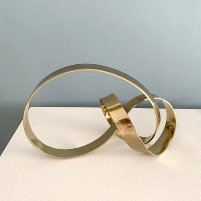 DecorBites™ Abstract Knot Golden Tape Metal Sculpture Figurine for Room Decoration