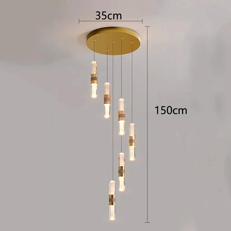 DecorBites™ Crystal Chandelier Stair Pendant Lamp Living Room Pendant Lights Interior Lighting