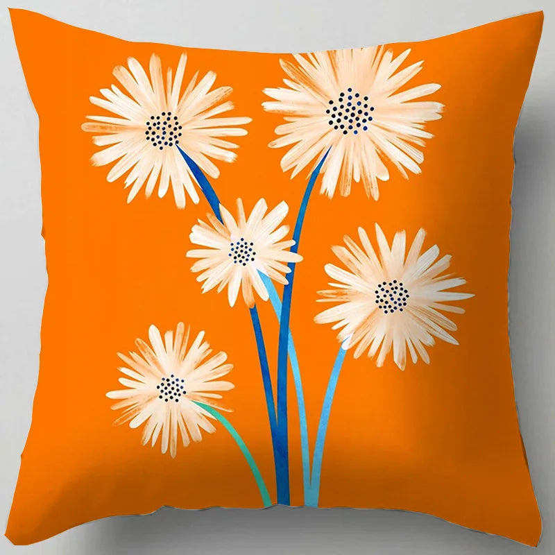 DecorBites™ Blue Flower Leaves Pattern Pillowcase - Nordic Style Living Room Cushion Cover