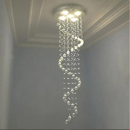 DecorBites™ Crystal Staircase Chandelier Light Fixture | Luxury Hotel Villa Bedroom Hanging Lamp