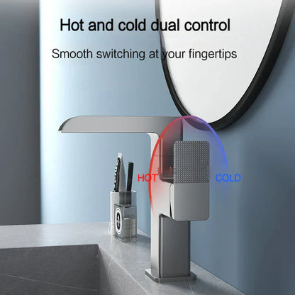 DecorBites™ LED Waterfall Basin Faucet with Temperature Display - 360° Rotation