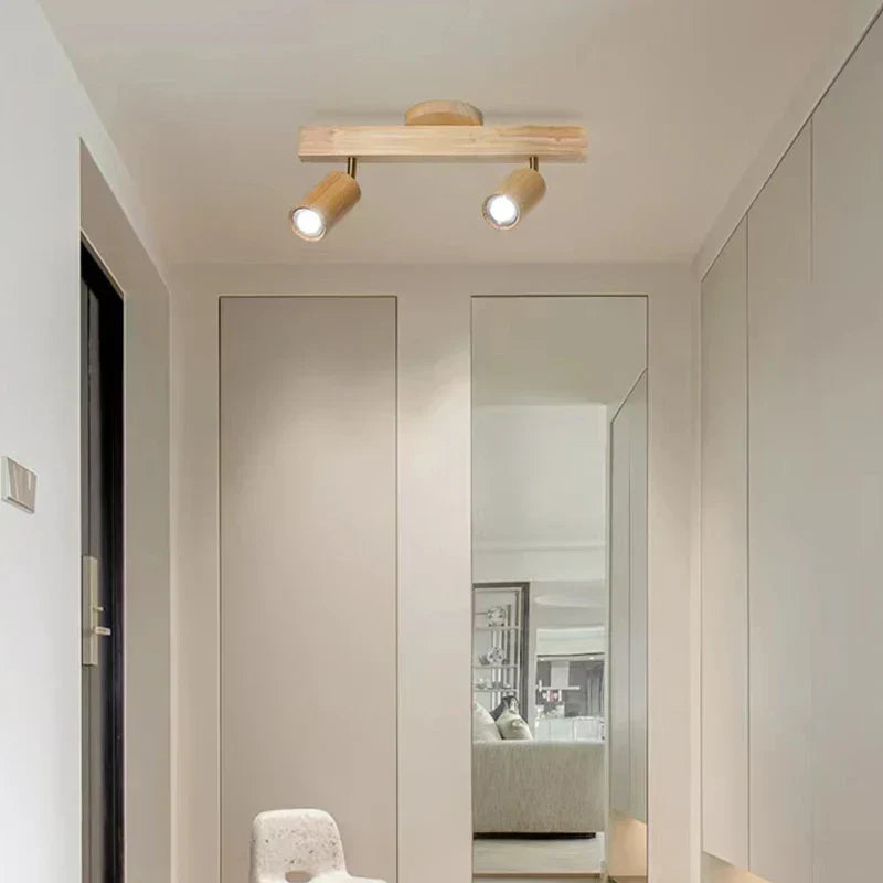 DecorBites™ LED Ceiling Lamp: Modern Wood Design with Spotlight for Various Spaces