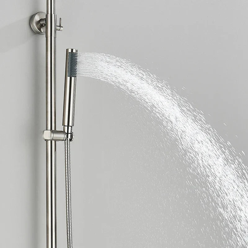 DecorBites™ Brushed Nickel Rainfall Shower System with Hot Cold Mixer for Wall Mount