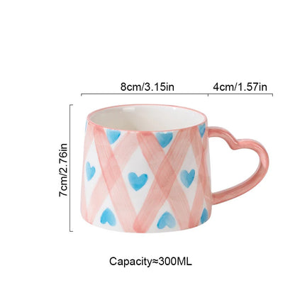 DecorBites™ Love Heart Ceramic Mug: Hand-Painted Coffee Cup for Valentine's Day Gift
