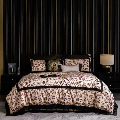 DecorBites™ Leopard Print Luxury Bedding Set Queen King Size Duvet Cover Sheet Pillowcases