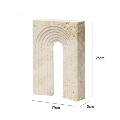 DecorBites™ Archway Shape Travertine Sculpture Figurine Statue for Home Decor