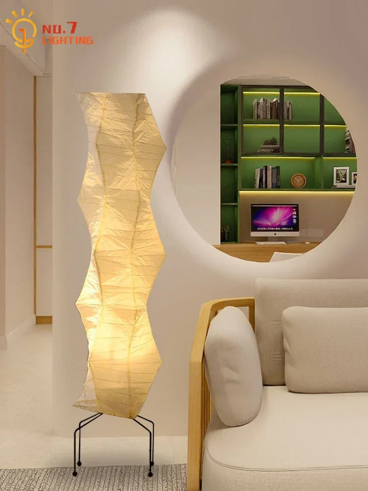 DecorBites™ Akari Noguchi Rice Paper Floor Lamp LED E27: Art Decor Interior Lighting for Living Room