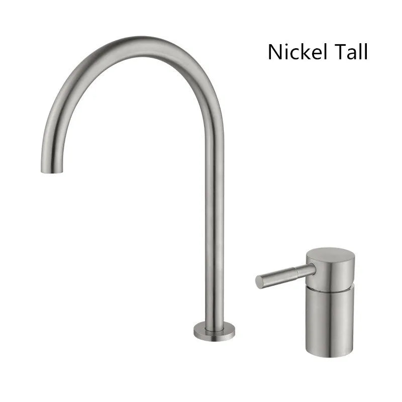 DecorBites™ Black Basin Faucet: Brushed Gold Two-Hole Bathroom Sink Tap with Rotating Spout