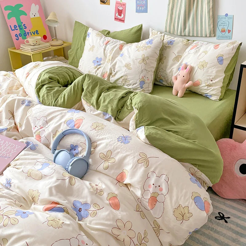 DecorBites™ Cloud Cotton Printed Bedding Sets | Super Soft Quilt Set for School Home Twin King