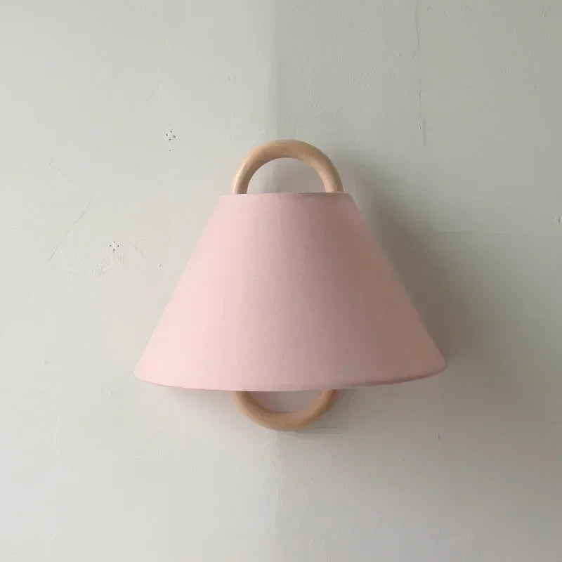 DecorBites™ Beech Wood Wall Lamp: Wabi-sabi Style Fabric Art for Living Room, Bedroom, or Porch