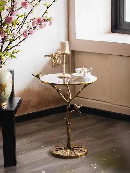 DecorBites™ Brass Bird Side Table | Creative Tea Table | Balcony & Living Room Decor