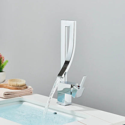 DecorBites™ Black Brass Waterfall Basin Faucet with Single Handle Mixer Tap