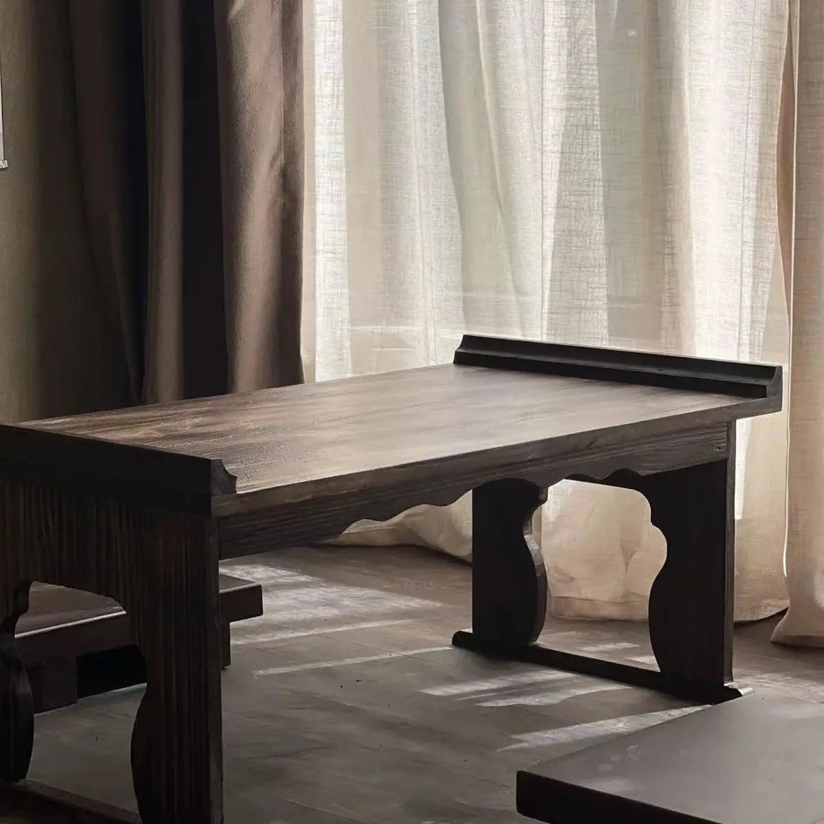 DecorBites™ Antique Chinese Style Solid Wood Foldable Table for Hanfu Shoots & Tea Cooking
