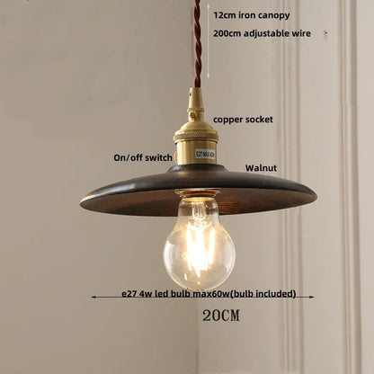 DecorBites™ Clear Glass Walnut Wood LED Pendant Lamp - Nordic Modern Hanging Lights