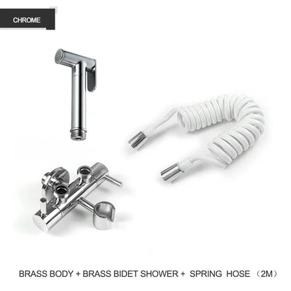 DecorBites™ Brass Bidet Shower Head with Double Outlet Angle Valve