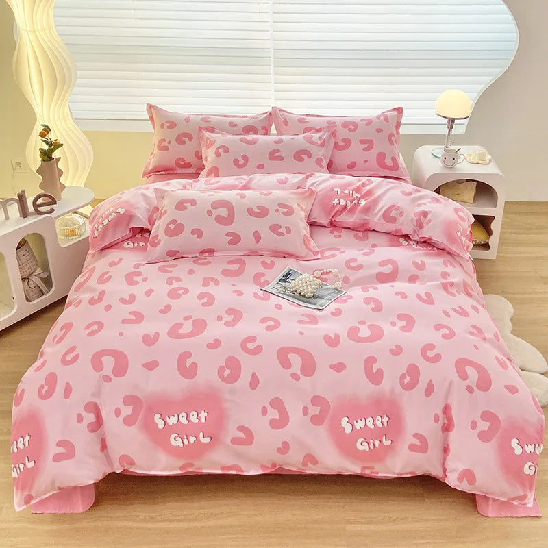 DecorBites™ Aloe Cotton Printed Bed Sets 4Pcs Soft Cozy Bedding Set for Adults