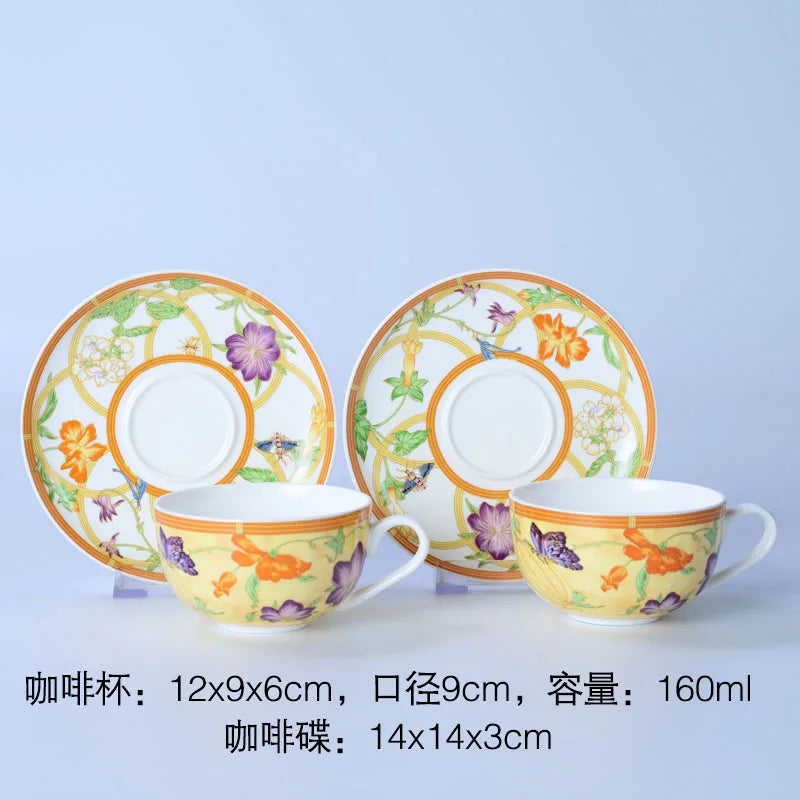 DecorBites™ Bone China Dinnerware Set: Plate, Tea Cup, Saucer, Tray, Coffeeware, Kitchen dining