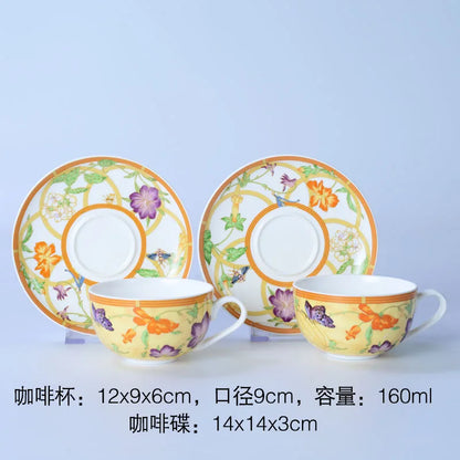 DecorBites™ Bone China Dinnerware Set: Plate, Tea Cup, Saucer, Tray, Coffeeware, Kitchen dining