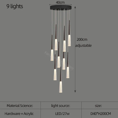 DecorBites™ Acrylic Cone Pendant Light for Villa Stair, Kitchen, and Restaurant.