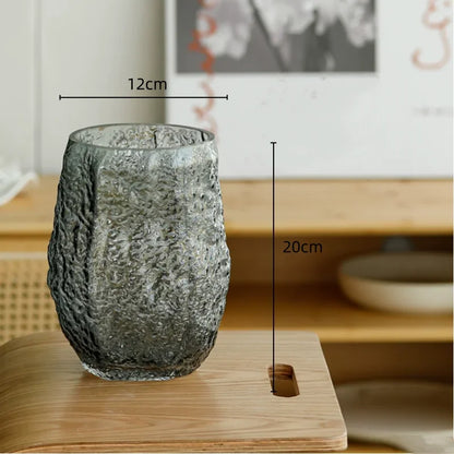 DecorBites™ Green Transparent Glass Vase for Flower Arrangement & Home Decor