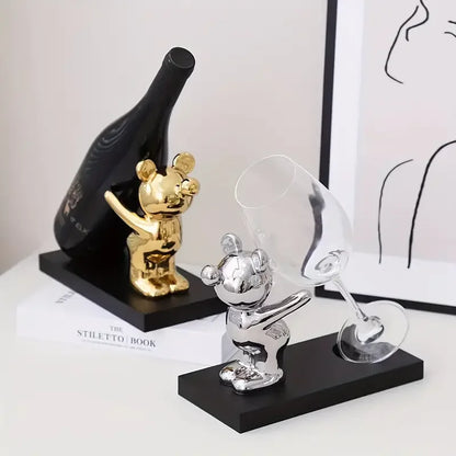 DecorBites™ Bear Wine Rack Cup Holder for Home Bar, Kitchen Storage & Decor